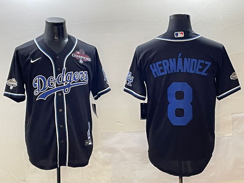 Men Los Angeles Dodgers #8 Hernandez Black Fashion Game 2025 Nike MLB Jersey style 3063->los angeles dodgers->MLB Jersey